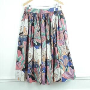 Vintage L XL Skirt Very Full Midi Jungle Animal Print Elephant Cheetah Novelty
